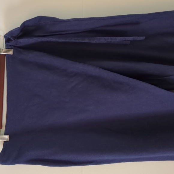 Couleurs D'ete Linen Stylish Blue Wrap Pants Coastal Grandma Vacation Beach 12 - Picture 2 of 8